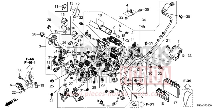FAISCEAU DES FILS von NC750X DCT PEARL GLARE WHITE (NHB53) von 2021